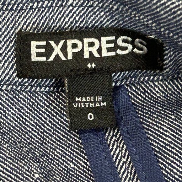 EXPRESS Blazer Womens 0 One Button Denim Look Lightweight Tailored Stretch - Picture 3 of 12